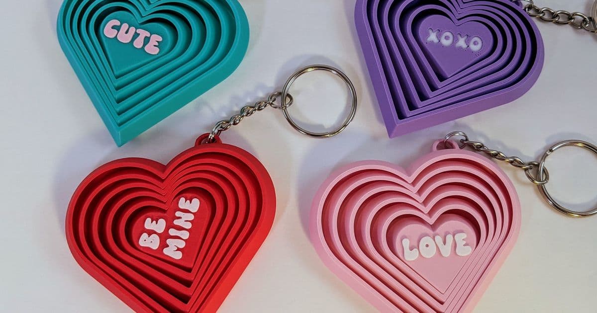 Conversation Heart Fidget Keychain — 3D printed; MotiveX Prints, Surat